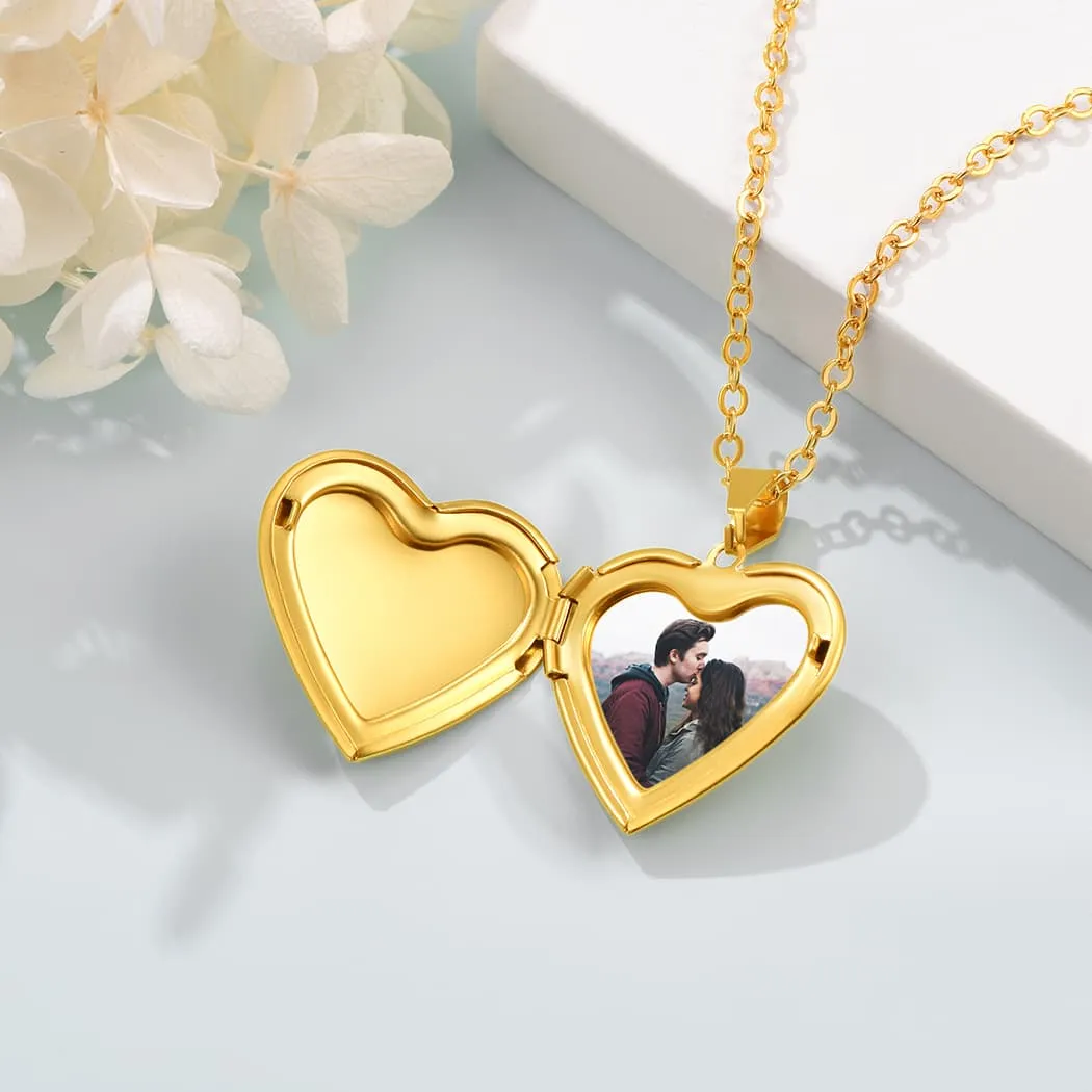 U7 Jewelry Custom Heart Locket Necklace For Women