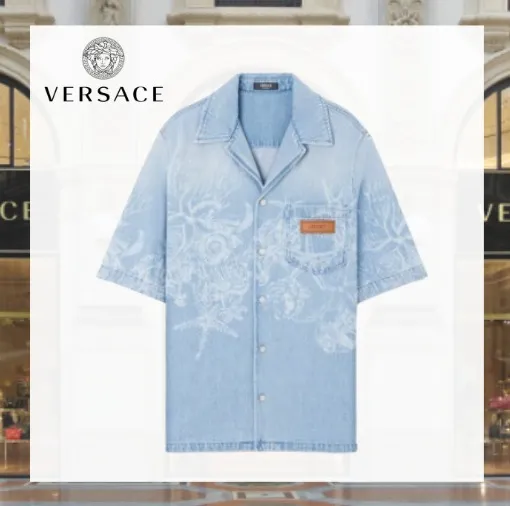 VERSACE  |Denim Short Sleeves Luxury Shirts