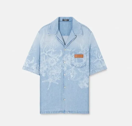 VERSACE  |Denim Short Sleeves Luxury Shirts