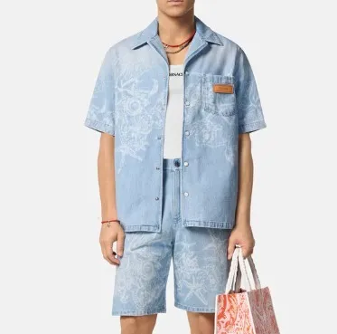 VERSACE  |Denim Short Sleeves Luxury Shirts