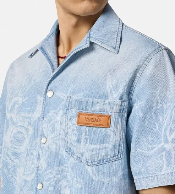 VERSACE  |Denim Short Sleeves Luxury Shirts