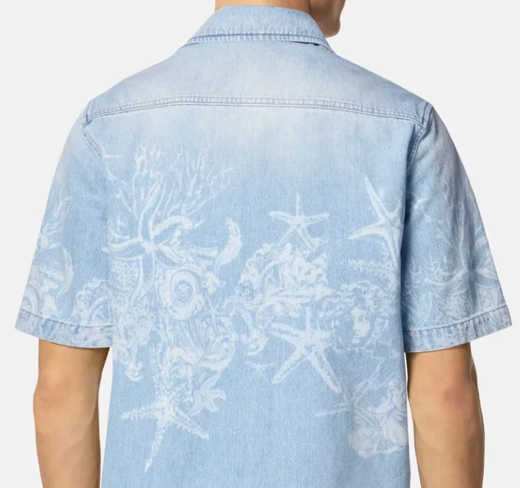 VERSACE  |Denim Short Sleeves Luxury Shirts