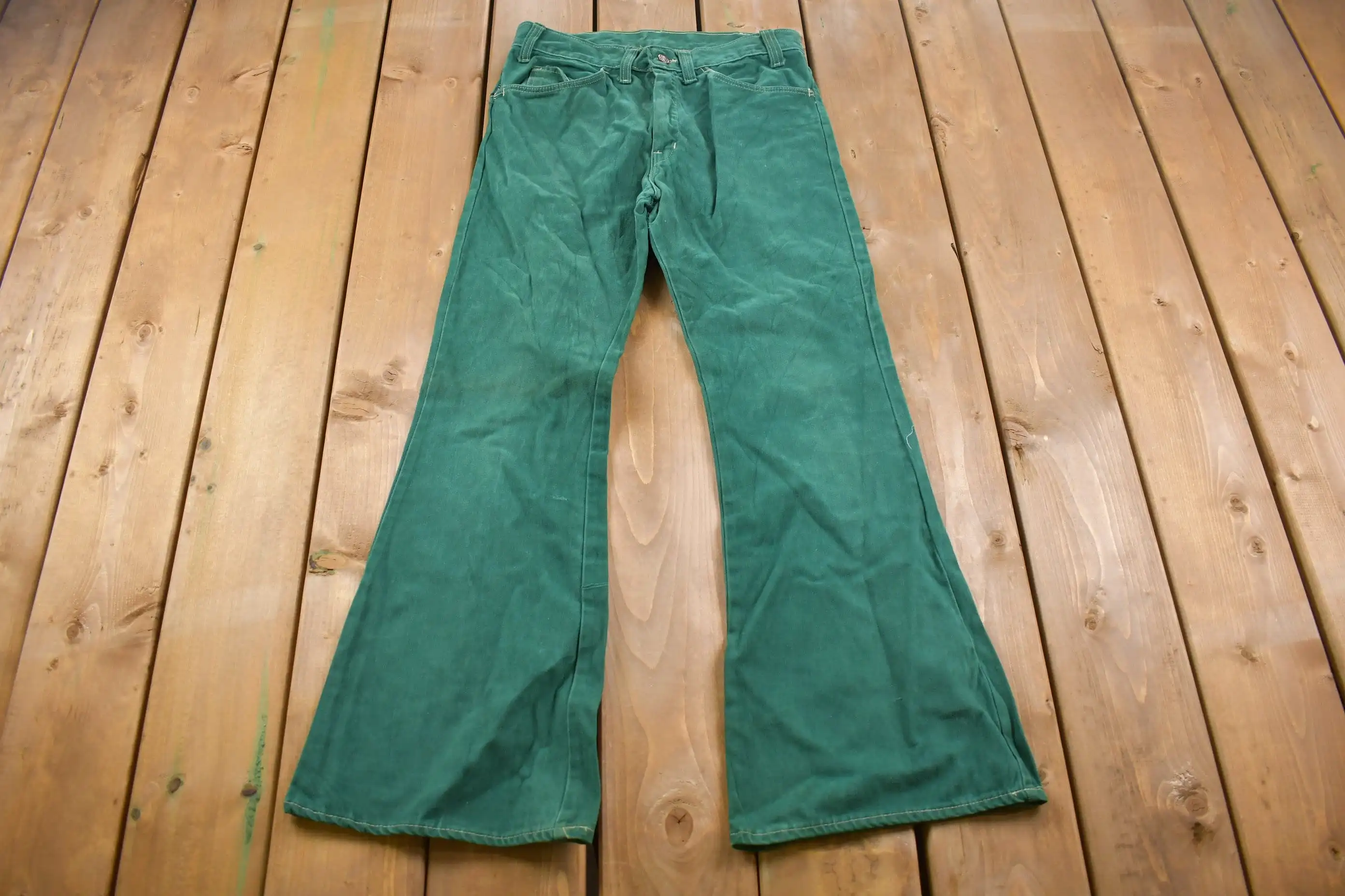 Vintage 1970s Green Bell Denim Bottoms 30 x 29 / Women's 70s Fashion / Made in USA / Rare Vintage / Streetwear Fashion / Vintage