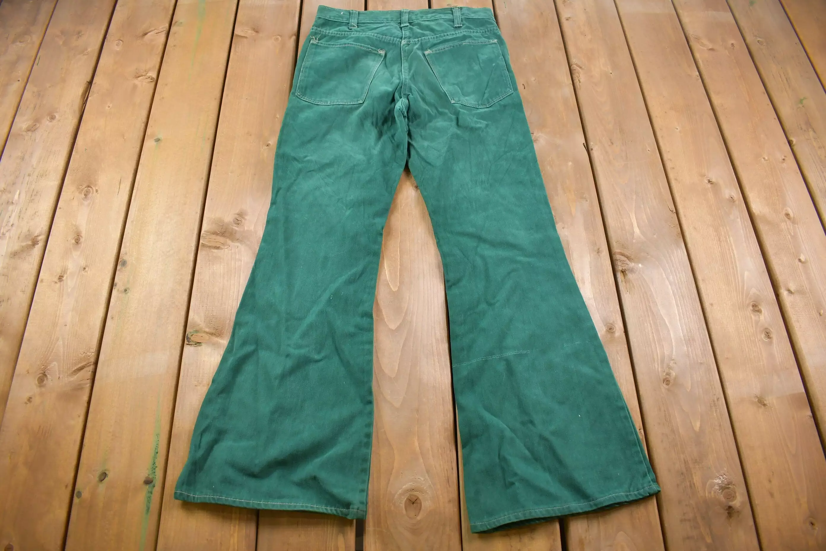 Vintage 1970s Green Bell Denim Bottoms 30 x 29 / Women's 70s Fashion / Made in USA / Rare Vintage / Streetwear Fashion / Vintage