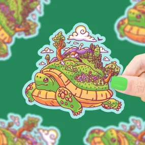 Vinyl Sticker, Tortoise Walking Island