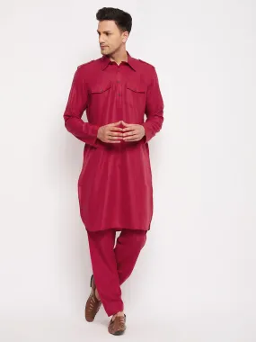 VM BY VASTRAMAY Men's Maroon Pathani Suit Set