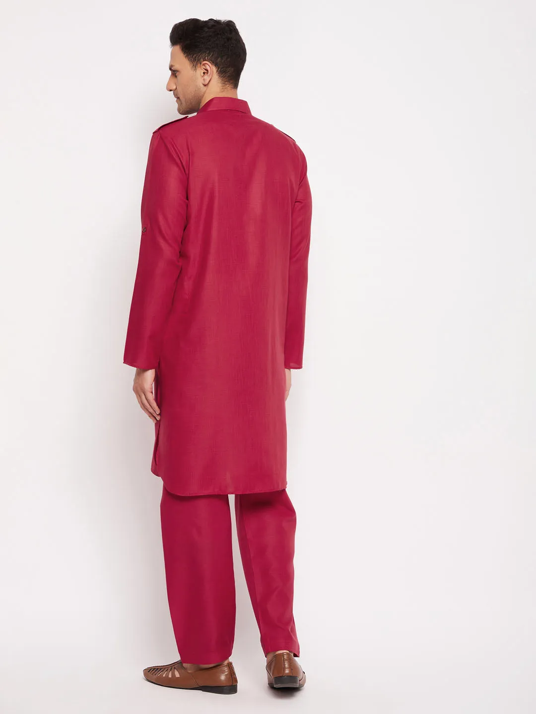 VM BY VASTRAMAY Men's Maroon Pathani Suit Set