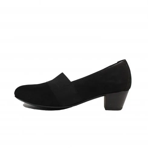 Waldlaufer Hilaria | 358505 162 001 | Schwarz Nubuck | Womens Slip On Heeled Court Shoes