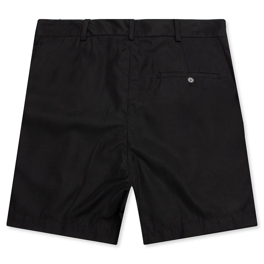 Wide Fit Mini Shorts with Double Pleats - Black