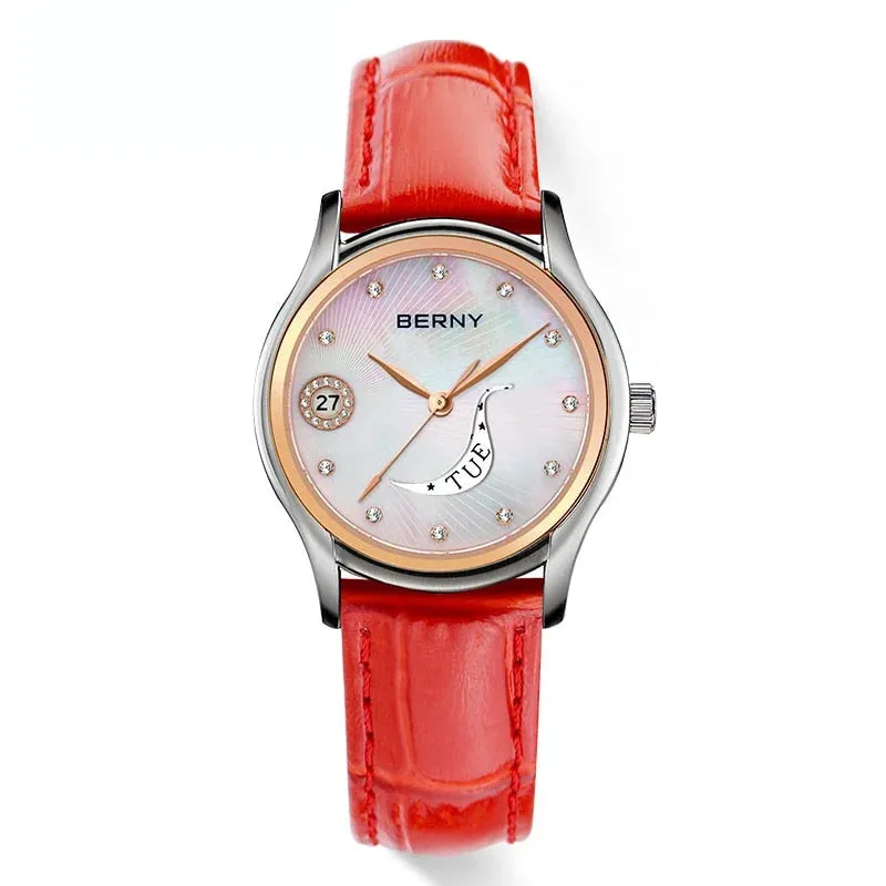 Women's Luxury Business Casual Waterproof Leather Band Wristwatch