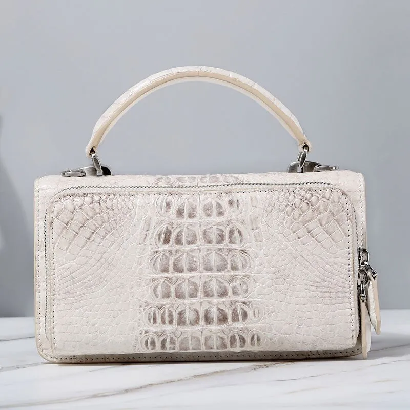 Women's Luxury Square Crocodile Leather Shoulder Messenger Handbag