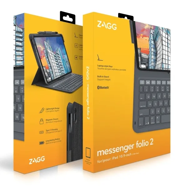 Zagg Messenger Folio 2 Wireless Keyboard Case iPad 10.9 10th Gen 2022