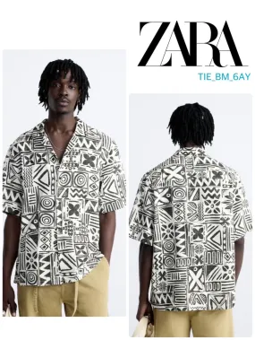 ZARA  |Linen Short Sleeves Shirts